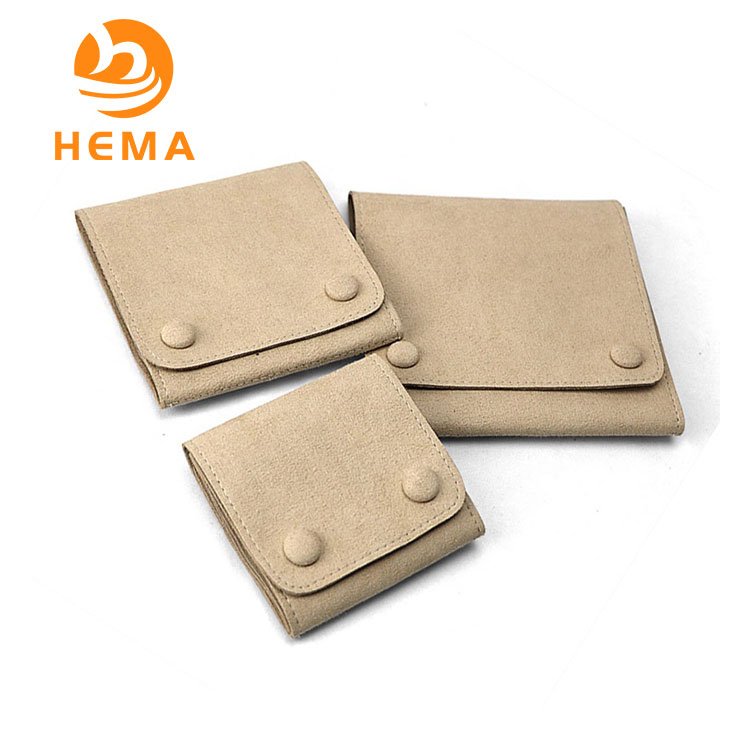 Khaki Microfiber Jewelry Pouch