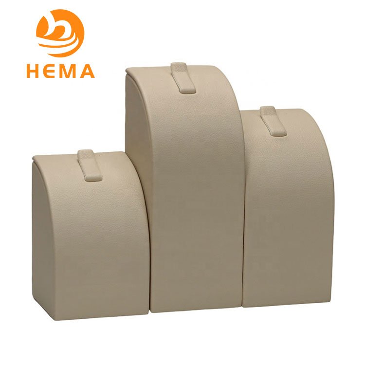 Beige Leather Single Clip Jewelry Ring Display Stand